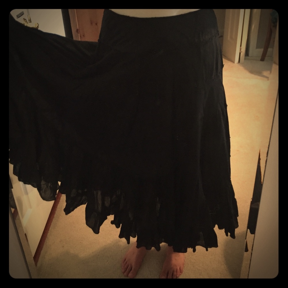Black flowing maxi skirt